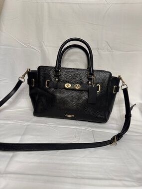 Coach Black Blake carryall pebbled leathe with Gold Hardware and Crossbody Strap
